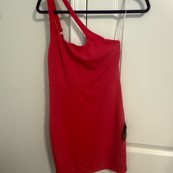 Stylish Hot Pink One-Shoulder Dress - Picture 1 of 3